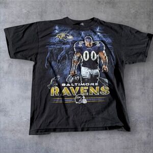 Vintage Baltimore Ravens NFL Team Apparel Shirt  Illustrated Rain Caricature XL